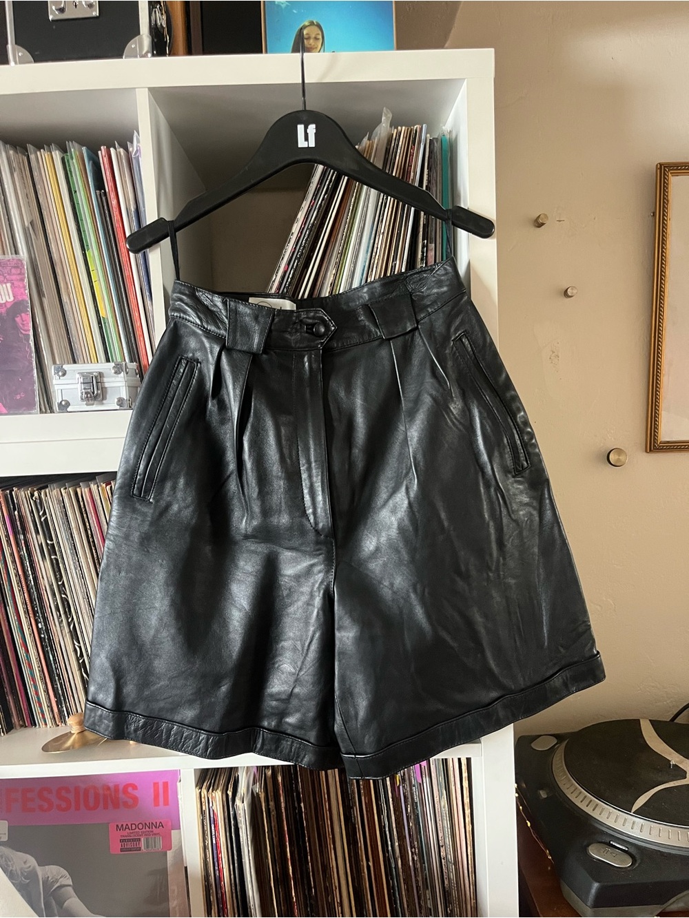 Black Vintage Leather Shorts